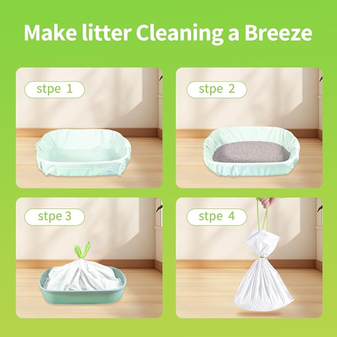 36 Count Jumbo Cat litter Box Liners, 36" x 19" Easy Clean Up Thick Large Kitty Litter Liner XL, Extra Large Heavy Duty Litter Pan Liner Bags with Drawstring for Pet Cat Litter Tray