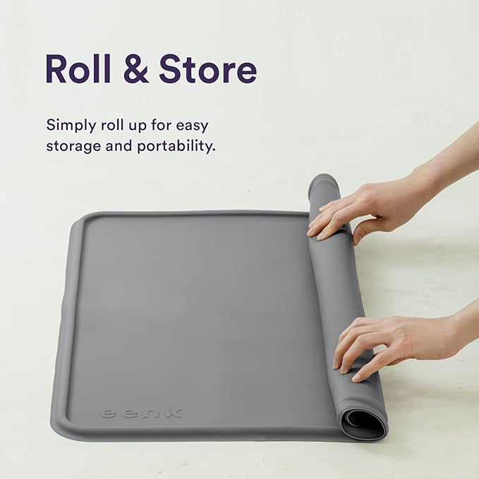 Dog Training Pad Silicone Tray - 35 x 28 in. No Spill Raised Lip High Edge Mat Holder, Extra Thick and Non-Slip for Indoor Floor Protection, Universal Fit Potty Training Pads (XL, Gray) | eenk