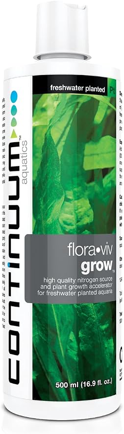 Continuum Aquatics Flora Viv Grow – Nitrogen Source and Plant Growth Accelerator for Freshwater Planted Aquariums, 125-ml