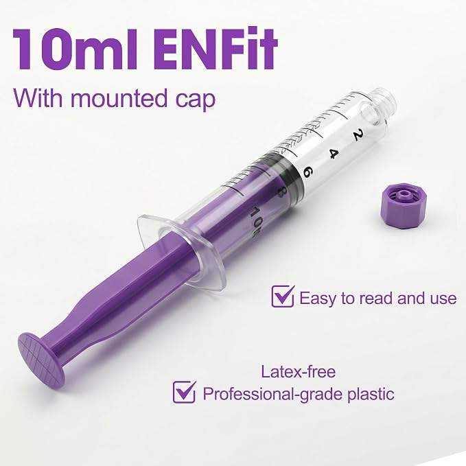 10ml Syringes with Cap without Needle - 10cc Plastic Syringe for Liquid, Feeding, Blister-Packed, Pack of 50