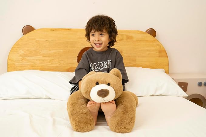 Niuniu Daddy 25" | 5 Pound Weighted Bear Stuffed Animal for Adults Kids, Giant Large Lying Teddy Bear Plush Toy, Soft Brown Bear Body Pillow for Sleeping, Gift for Christmas Birthday Holidays