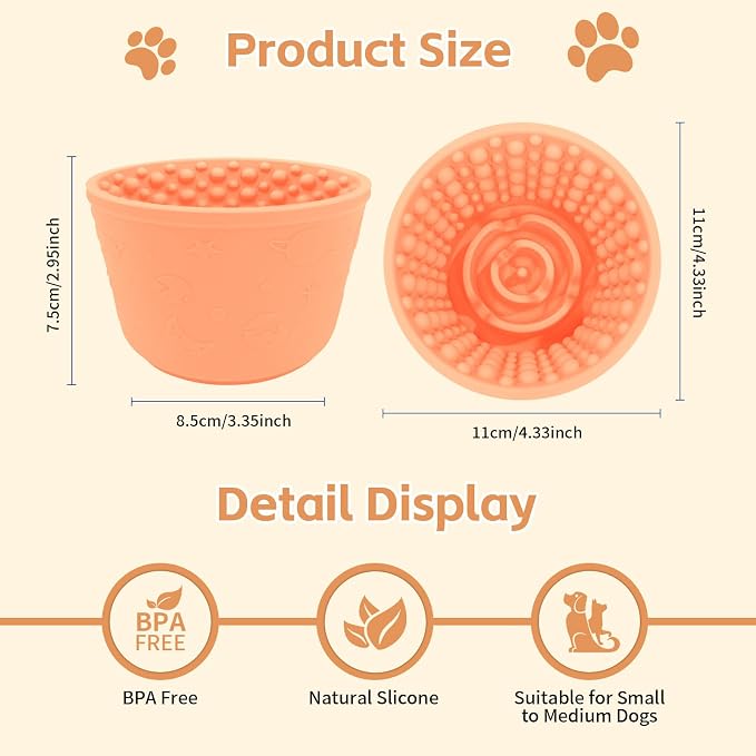 Dog Lick Bowl,Anxiety Relief Non-Slip Silicone Treat Bowl,Durable Anti-Choking Long-Lasting Enrichment Slow Feeder Licking Mat for Small Medium Large Breed,Freezable BPA Free Silicone Dishwasher Safe