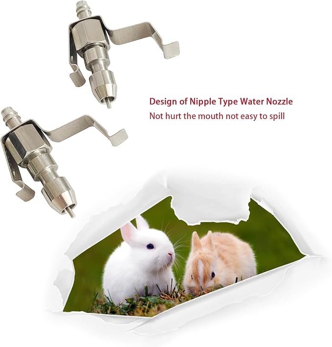 10pcs 304 Stainless Steel Rabbit Water Nipple Drinker with Card for Rodent Cage