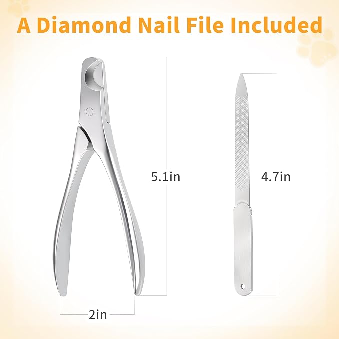 Dog Nail Clippers - All Steel Material, Dog Nnail Trimmers with Built-in Spring, Cat Nail Clipper for All Dogs Cats, Professional Pet Nail Clippers with Free Nail File