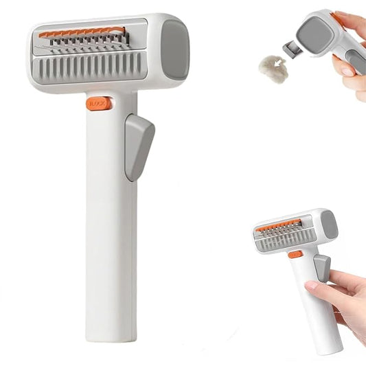 2-in-1 Detangling & Grooming Comb: Professional Deshedding for Dogs & Cats. Gentle Undercoat Rake that Safely Removes Mats, Tangles & Loose Fur – Perfect for Both Long and Short Hair Pets (A WHITE)