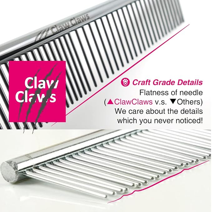6.1" Comb with Rounded Ends Spine, Pet Comb for Professional Groomer Tool, for Short to Medium Haired Dog, Cat and other pets.
