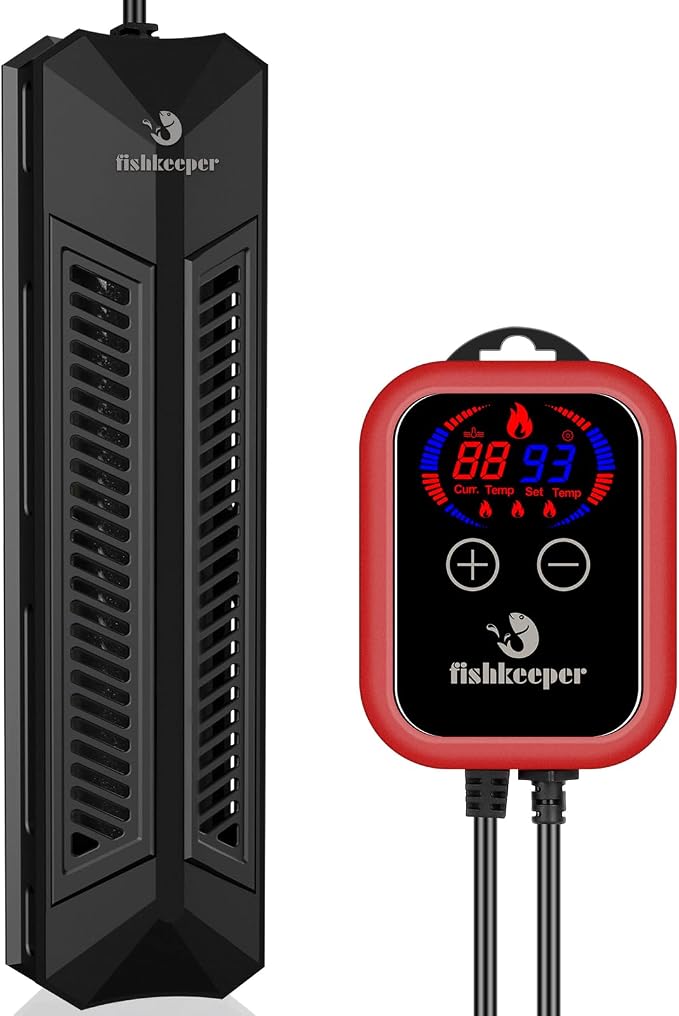 fishkeeper Aquarium Heater, 800 W Adjustable Fish Tank Heater with Digital Display Controller, Submersible Water Heater with Thermostat Over-Temperature Protection for Saltwater Freshwater 80-220 Gal