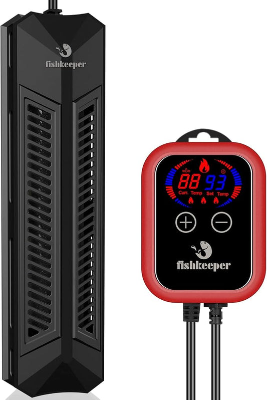 fishkeeper Aquarium Heater, 800 W Adjustable Fish Tank Heater with Digital Display Controller, Submersible Water Heater with Thermostat Over-Temperature Protection for Saltwater Freshwater 80-220 Gal