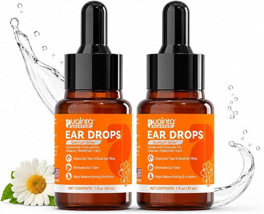 PUAINTA Dog Ear Cleaner, Natural Dog Ear Drops and Infection Treatment, Quantum Silver Dog Ear Cleaning Solution for Itching, Irritation & Wax Build-Up,2-Pack
