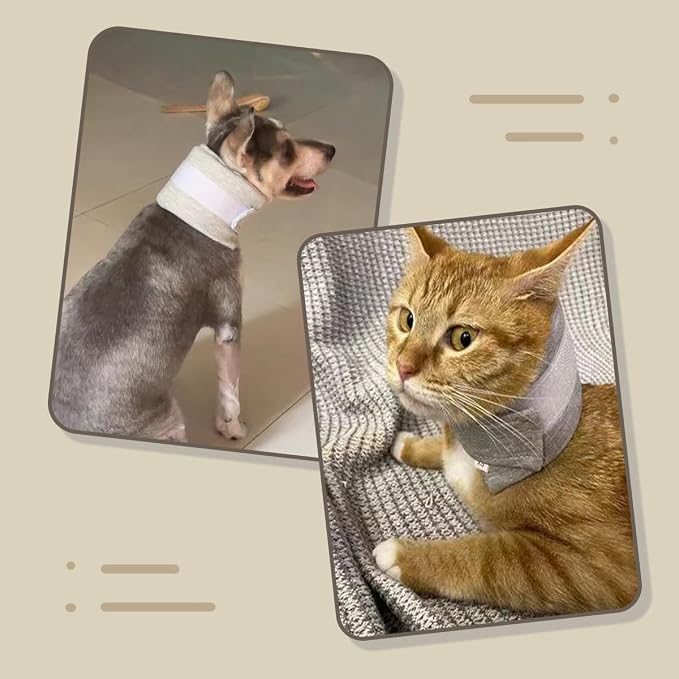 Cat Neck Brace Cover - Adjustable Elizabethan Collar for Post-Surgery Recovery, Anti-Lick Wound, Protective Cervical Cone for Small Medium Large Dogs Cats Neck Girth 5.5-11,0", Depth3.1