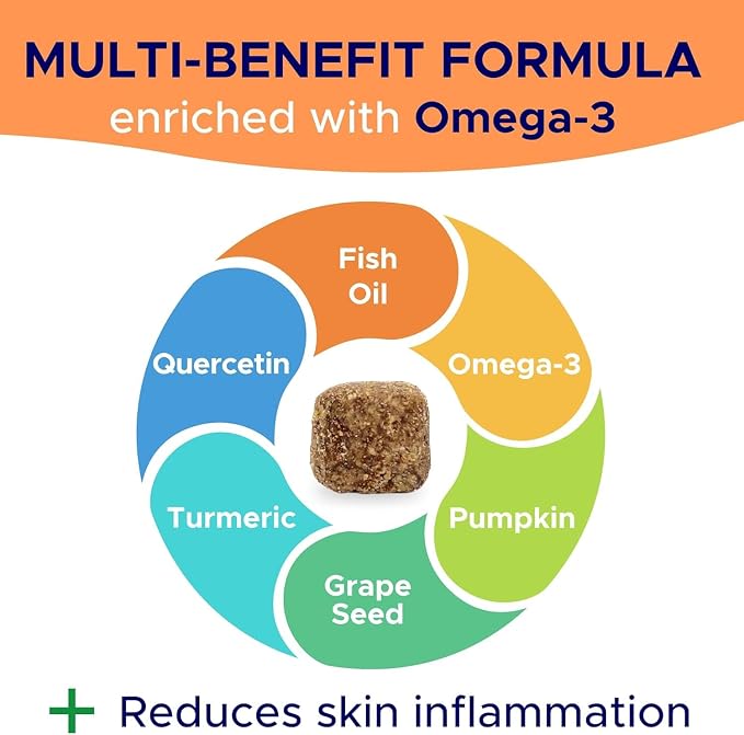 Dog Allergy Relief Chews — Itch Relief Skin & Coat Supplement: No Fillers, Just Flavor - Itchy Skin Relief Treatment w/Omega 3 Fish Oil - Itching & Paw Licking, Dry Skin & Hot Spots -Made in USA-180Ct