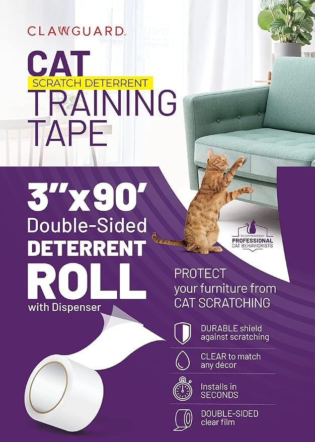 CLAWGUARD Cat Scratch Furniture Protector Tape Dispenser – Anti Scratch Cat Tape for Furniture, Couch Protector from Claws & Deterrent (XL)