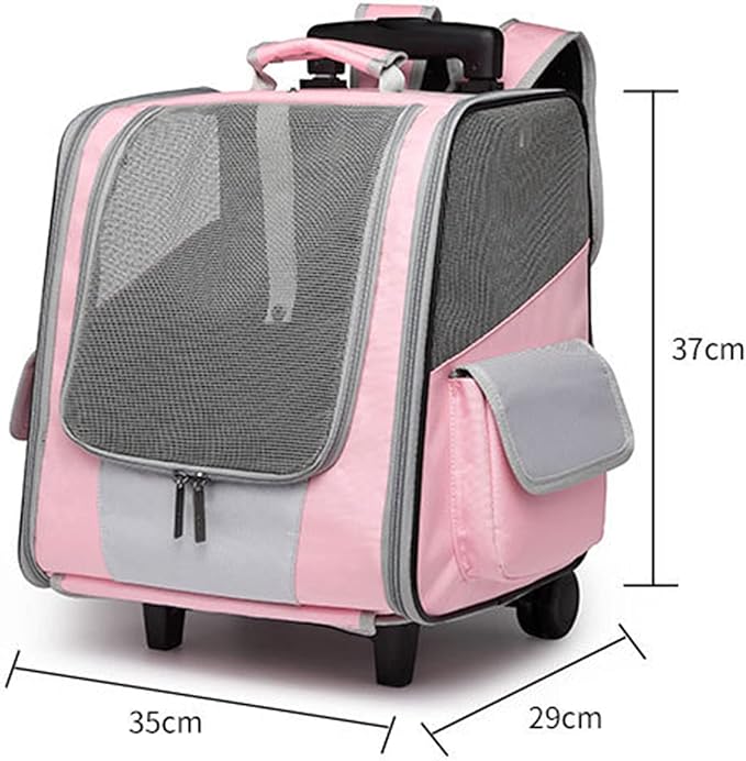 Rolling Pet Travel Carrier Backpack with Wheels 4 in 1 Pet Carrier Soft-Side Dog Carriers Luggage Bag,Mesh Ventilation Windows, Storage Pockets for Walking, Hiking