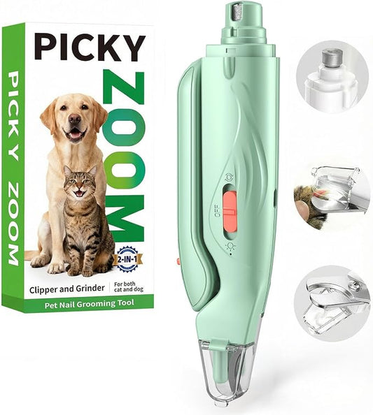 2-in-1 Dog & Cat Nail Clippers and Grinder with Light – Upgraded Safety Guard to Avoid Overcutting, Sharp Blade, Painless Quiet Pet Nail Claw Trimmers, Professional Grooming Tool for Large Small Pets