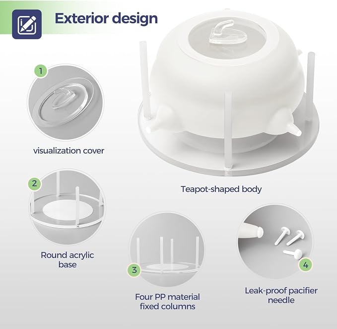 400ml Silicone Multi-Pet Milk Feeder, with 5 Nipples(White) | Feeds 5 pets at once! Silicone, Stable base, Smooth milk flow. Leak-proof needles seal unused nipples. Includes syringe.