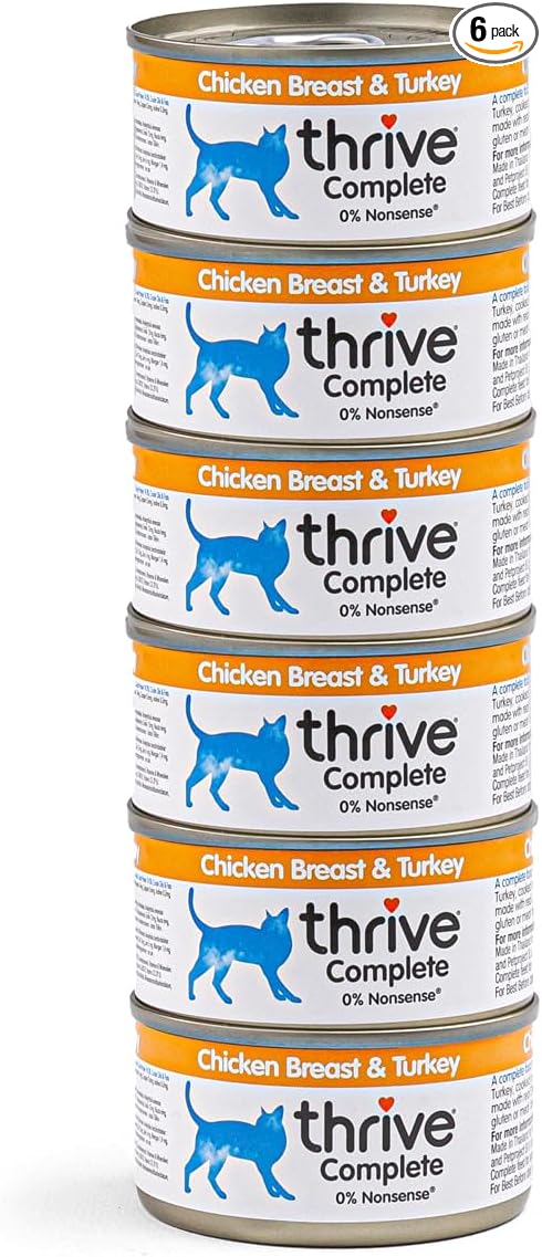 thrive Complete 100% Natural Multiple Flavors Food for Cats (6 Packs, Chicken and Turkey)