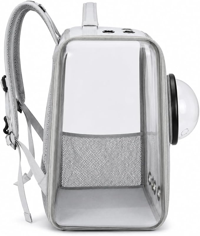 Portable PetCarrier Bag, Shoulder Backpack, Foldable and Waterproof with Acrylic Panels, Large Capacity with Zipper, Anti-Sway Buckle & Anti-Escape Hook, Perfect for Cats and Puppies (Grey)