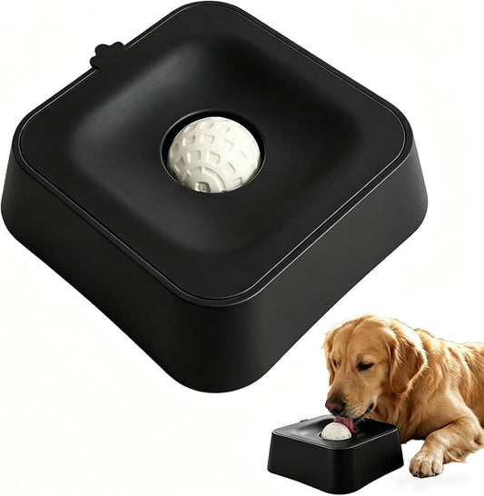 Slow Feeder Dog Lick Bowl for Liquid Treats-Bone Broth & Yogurt Mat for Dogs,3/4 Cup Capacity Calming Enrichment Toy for Post-Op Recovery or Dietary Supplement-for Large Medium Small Breeds. (Black)