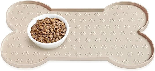 PWTAA Dog Food Mat Anti-Slip Silicone Dog Bowl Mat Thicker Pet Placemat Waterproof Cat Feeder Pad with Raised Edge Puppy Kitten Feeding Mats Suitable Small Medium-Sized Dogs Cats Eating Tray