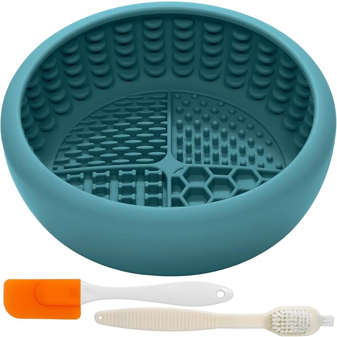 Dog Lick Bowl for Large Dogs, Lick Mat, Slow Feeder Lick Bowl with Brush and Scraper,Strong Suction, Freeze Licking Bowl for Anxiety Relief, Enrichment & Distraction, Dishwasher Safe 7.6 * 3.5 inch