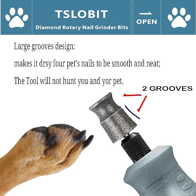 Diamond Dog Nail Grinder Attachment,1/8'' Pet Nail Grinder Wheel for Dog Nail Grinder, Diamond Rotory Bit for Dogs&Pets Nail Care (Large A+V)
