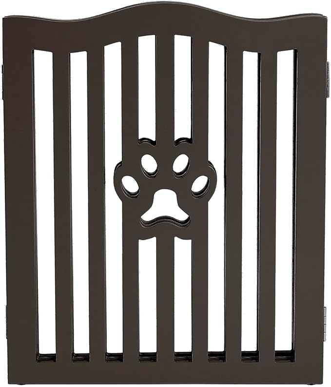 Pet Gate, Wooden Free Standing Dog Gate for Small Dogs and Cats. Great Folding Fence for Doorways, Halls, Stairs. Espresso