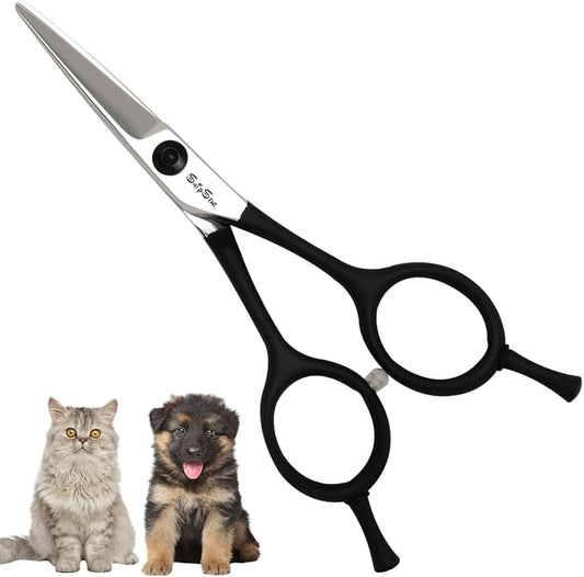 4.5in Dog Shears for Grooming Scissors, Professional VG10 Steel | Lightweight Sharp Blades & Adjustable Tension for Face, Paw, Eye & Ear Trimming on Dogs and Cats Groomer, Non-slip Handle