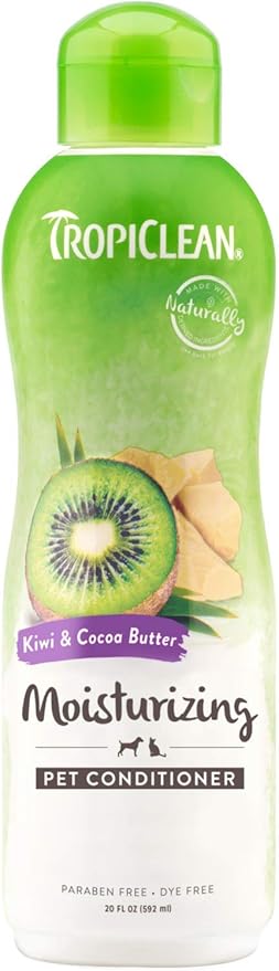 TropiClean Dog Conditioner, Easy Detangling & Moisturizing Conditioner, Puppy Safe, Made in the USA, Kiwi & Cocoa Butter Scent, 20oz.