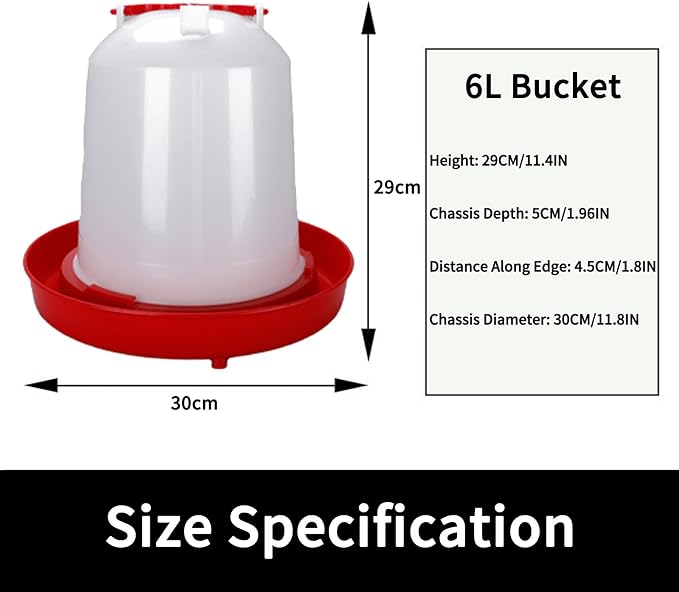 Poultry & Bird Water Dispenser 6L, 2-Pack – Easy to Refill Hanging Chicken Waterer for Ducks, Quail, and Small Birds