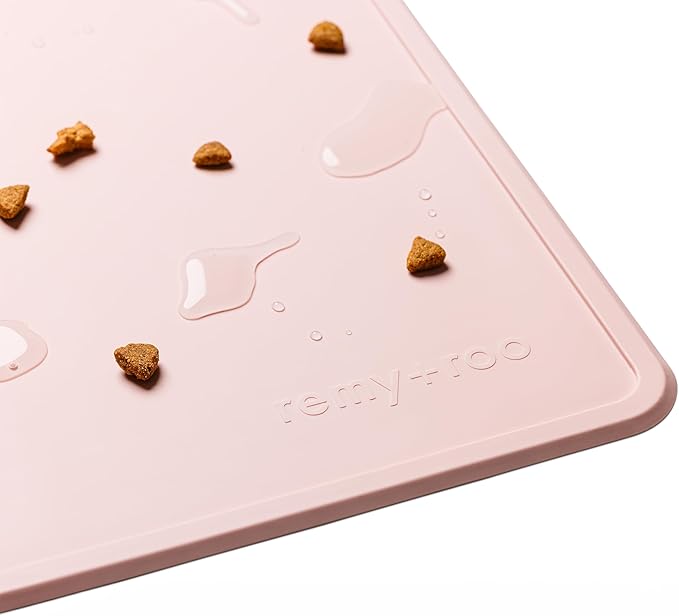 Remy+Roo Peony Silicone Dog Food Mat for Pet Bowl | 23.6" x 15.7" | 100% Waterproof | Non-Slip | Dishwasher Safe