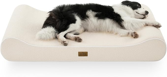 COZY KISS Orthopedic Dog Bed for Extra Large Dogs up to 140 lbs - Removable Washable Cover with Waterproof Lining, Cotton-Polyester Blend Boat-Shaped Lounger Mattress, XL(51x36x8in), Beige