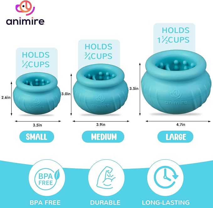 Wobbly Dog Enrichment Lick Toy, Stuffable Frozen Lick Bowl to Keep Dogs Busy, Long-Lasting Interactive Treat Dispensing Dog Toy, Silicone Fetch Catch Chew Toy(Teal,M)