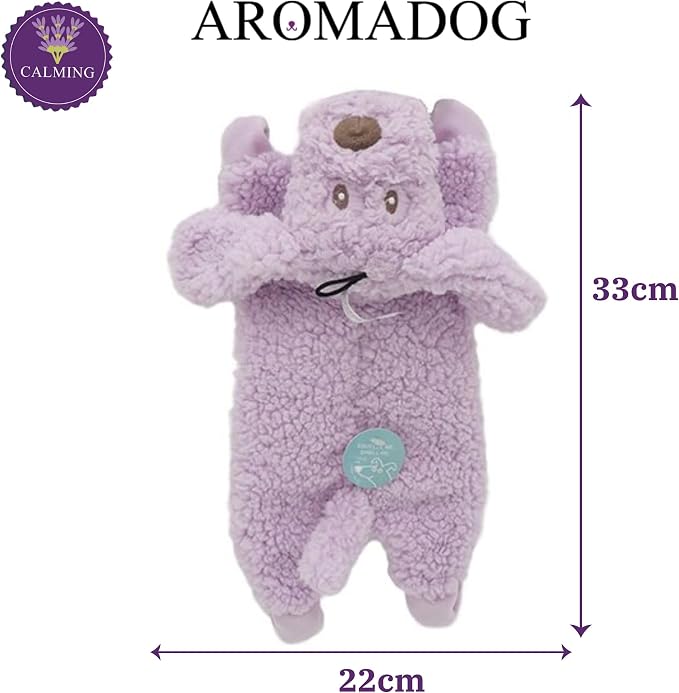 Calm Fleece Laying Down Dog, Soothing Dog Toy, Made with Lavender Blend of Therapeutic Grade Essential Oils (33cm)