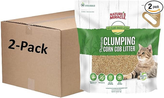 Nature's Miracle Premium Clumping Corn Cob Litter, Tough Odor Bio-Enzymatic Formula, Dust Free, 18lb (2 pack)