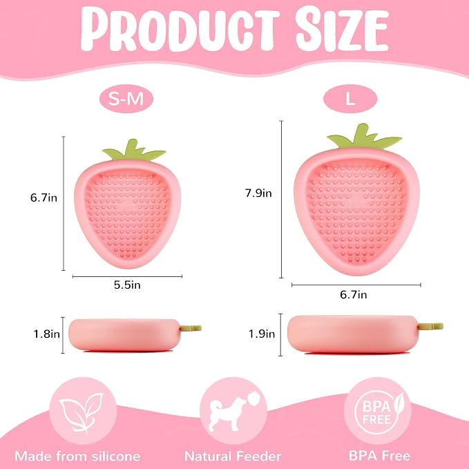 Freeze Dog Lick Bowl, Animire Non-Slip Slow Feeder Lick Mat for Dogs, Silicone Dog Enrichment Bowl for Distraction Anxiety Relief Boredom, BPA Free, Dishwasher Safe(Pink,L)
