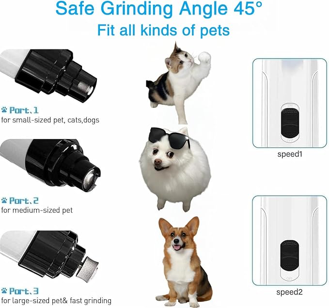 Silent Groom Pro Nail Grinder, Dog Nail Trimmer Grinders,Super Quiet Pet Paws Grooming Smoothing Tool,Rechargeable USB Charging Pet Nail Grinder for Small Medium Large Dogs & Cats