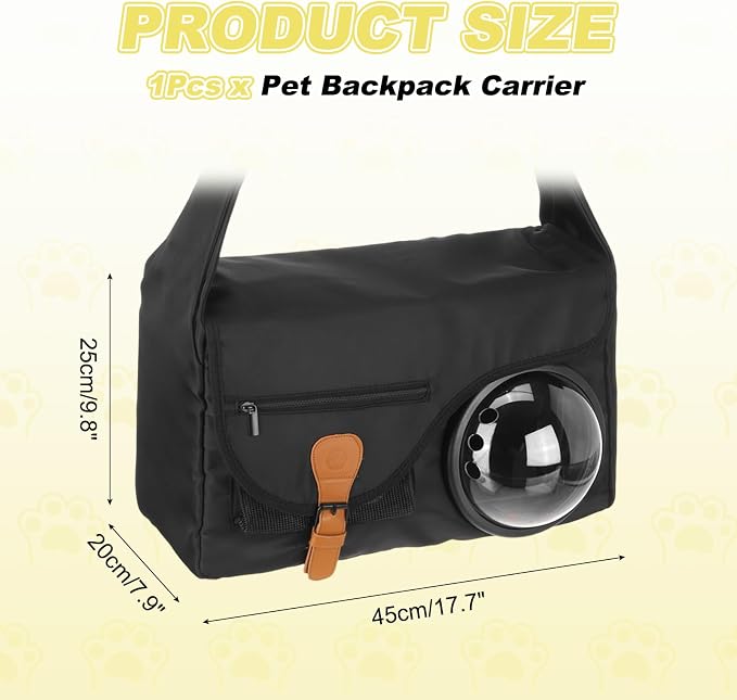 Bubble Cat Carrier, Travel Pet Carrier Soft Sided Breathable Cat Carrying Case for Kitten Small Dogs Up to 14.3 lbs (Black), Intended for Hiking/Camping/Traveling