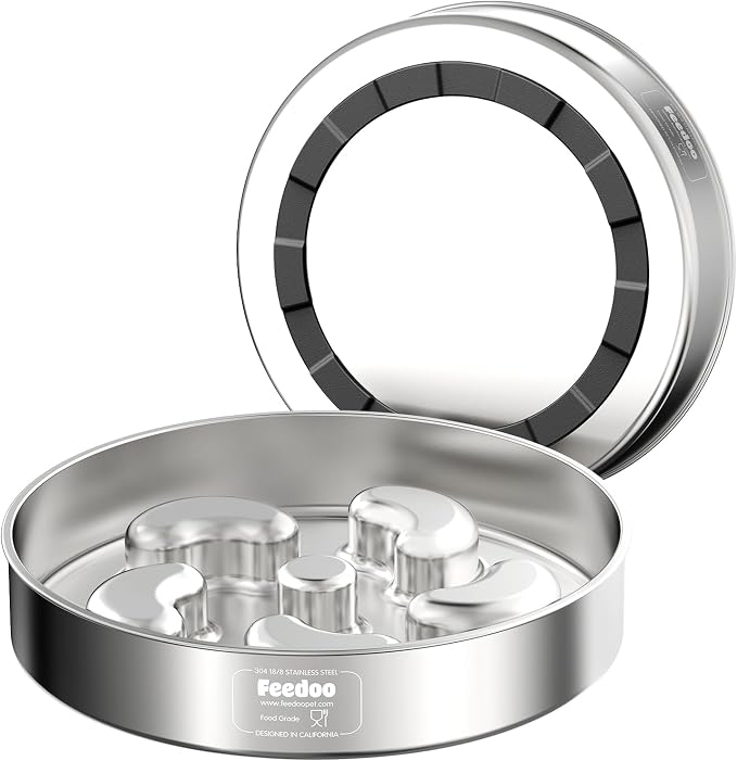 2pcs Stainless Steel Lick Mats + 2Cups Slow Feeder