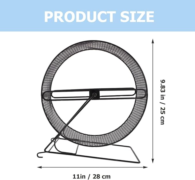 Mikikit Silent Hamster Running Wheel 11.02×10.23×5.90In Metal Mesh Track Quiet Exercise Toy for Hedgehogs Squirrels Guinea Pigs Indoor Cage Play