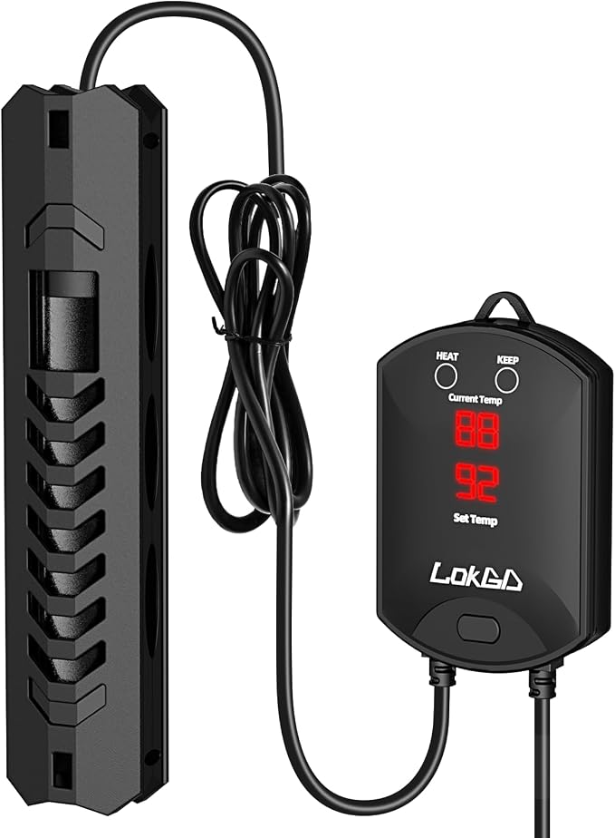 Upgraded 200W Intelligent Aquarium Heater,59°F-93°F Submersible Fish Tank Heater with Intelligent Digital Display Controller and Auto Power Off for 10-55 Gallon Freshwater Saltwater Fish Tanks