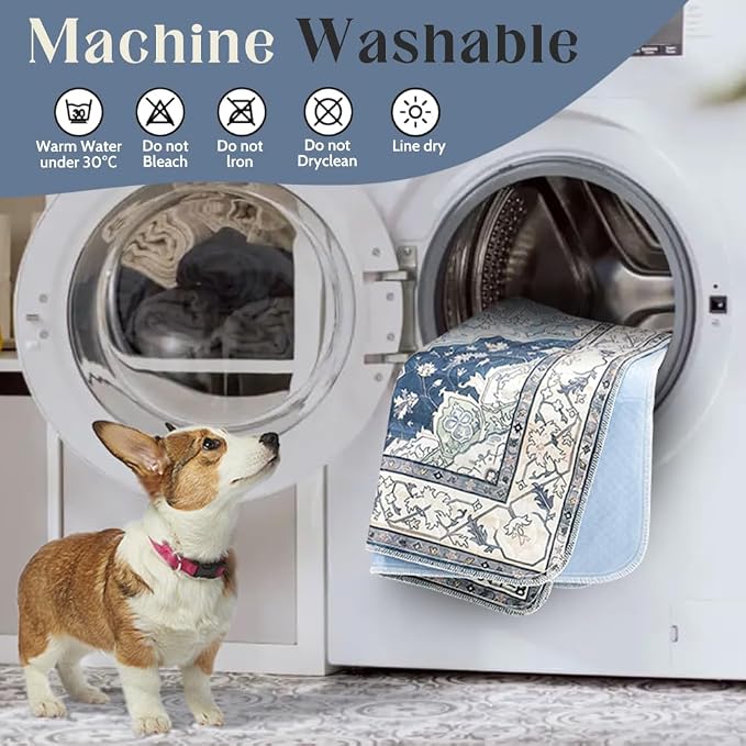 Washable Pee Pads for Dogs 2 Pack Reusable Puppy Training Pads 60"x48" Super Absorbent Waterproof Dog Training Pads, Non-Slip Potty Pads Whelping Pads Litter Mat Pet Supplies - Navy/Mix