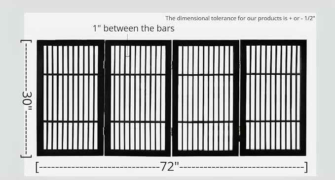 Urnporium Pet Dog Gate Freestanding, Strong Durable Folding Wooden Fence, Portable Acacia Hardwood Safety Barrier for Indoor & Outdoor Use (Black Pet Gate, 4 Panel 30" Tall)