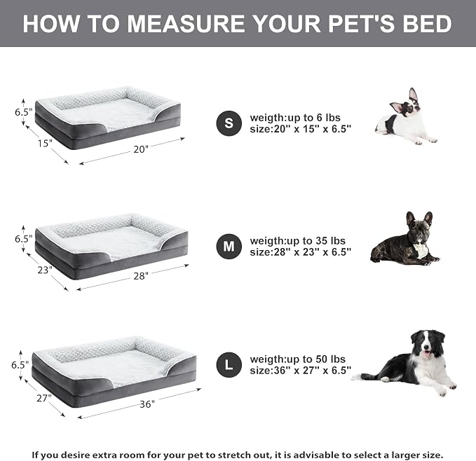 LEXTRO Orthopedic Dog Bed for Large Dogs, Egg Crate Foam Bed for Large Dogs, Equipped with Removable Waterproof Pillow Cover and Anti-Slip Bottom, Pet Bed