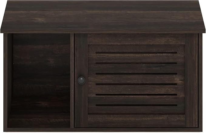 Furinno Peli Farmhouse Hidden Cat Litter Box with Divider, Ebony