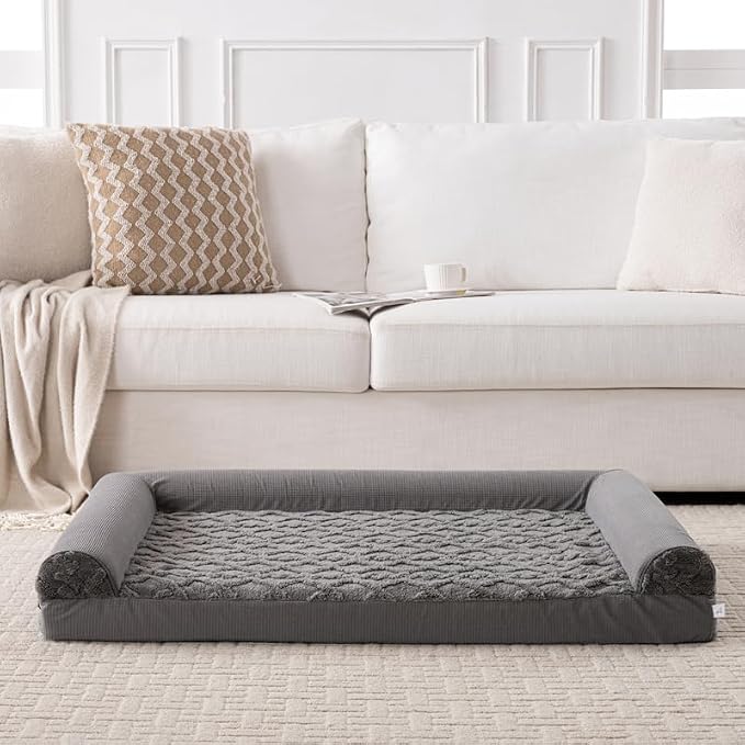 Dog Bed, U-Shaped Couch-Style Pet Bed with Waterproof Cover, Removable Washable Cover, for All Dog and Cat Breeds (Dark Gray, 35" x 25" x 6.5")
