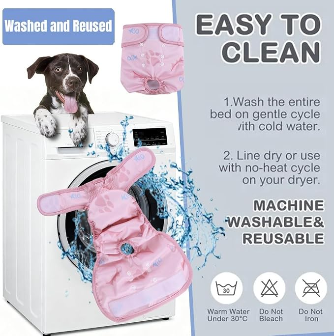 AIO Dog Diapers Female(3 Pack), Small Medium Large Highly Absorbent Wraps Reusable Dog Diapers Female