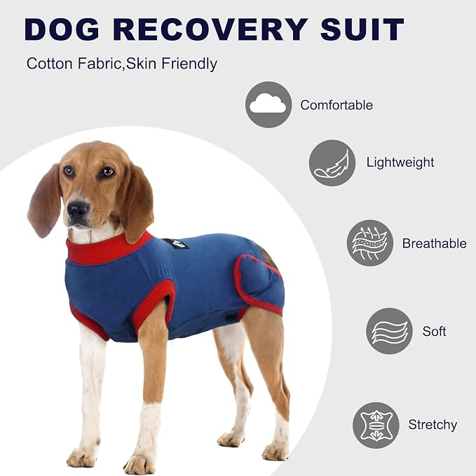 IDOMIK Dog Recovery Suit for Female Spay - Adjustable Anti-Licking Dog Post Surgery Onesie, Male Female Dog Neuter Spay Suits, Soft Abdominal Wound Bandage & E-Collar Cone Alternative