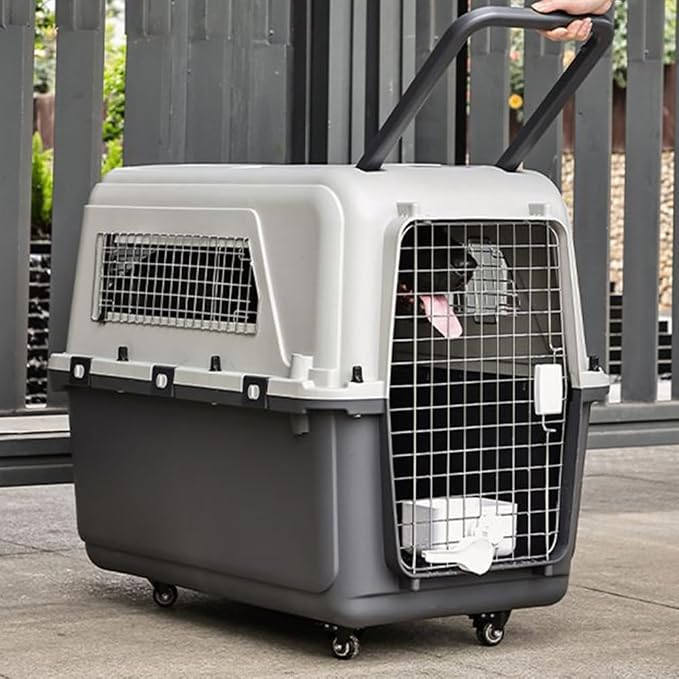 Generic Cats & Rabbit Animal Carrier Travel Cage Box Length 33in/Width 21.6in/Height 25.2in with Handle & Metal Door Portable Transporter Box for Indoor Outdoor Puppies Kittens