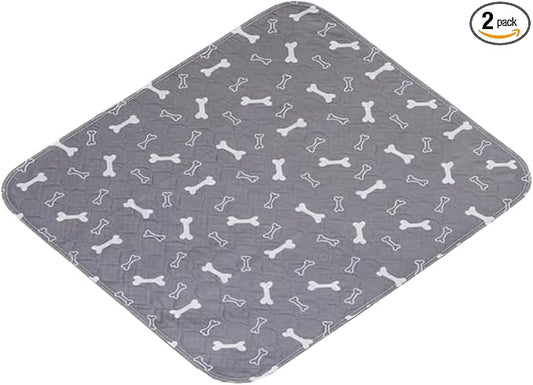 2 Pack 18"x24" Washable Pee Pads for Dogs, Super Absorbent Reusable Training Dog Pads with Bone Print, Non-Slip Potty Pads for Whelping, Playpen, Crate, Bed