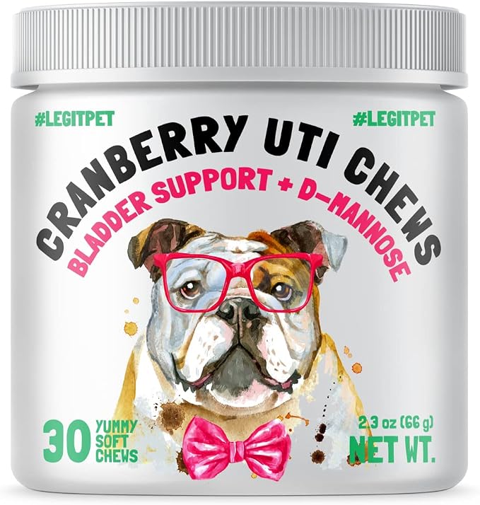 Cranberry UTI Chews for Dogs Bladder Support + D-Mannose Supports Kidney Urinary Tract 30 Chews and Wild Alaskan Salmon Oil for Dogs & Cats 32 oz